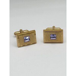 Soluda‎ Lavender Rhinestone Goldtone Cufflinks